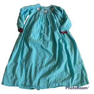 Sage & Lilly Smocked snowman Bishop Dress